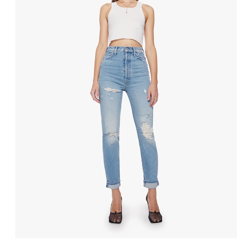 Mother Light Blue Distressed Jeans